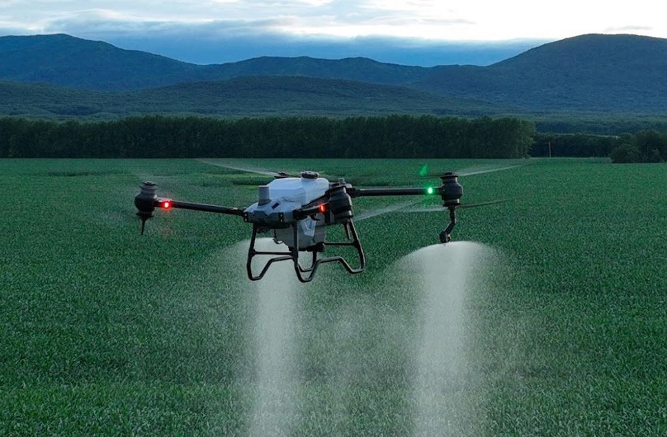 Drones de riego volando