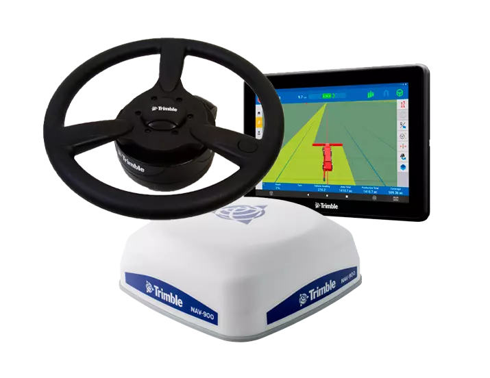 Componentes de sistema de autoguiado de Trimble.